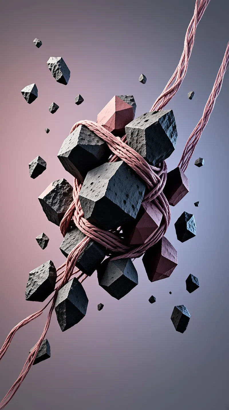 Rocks Bound by Pink Strings