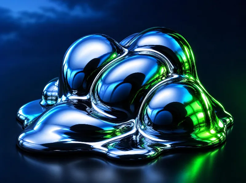 Glossy Blue-Green Liquid Object