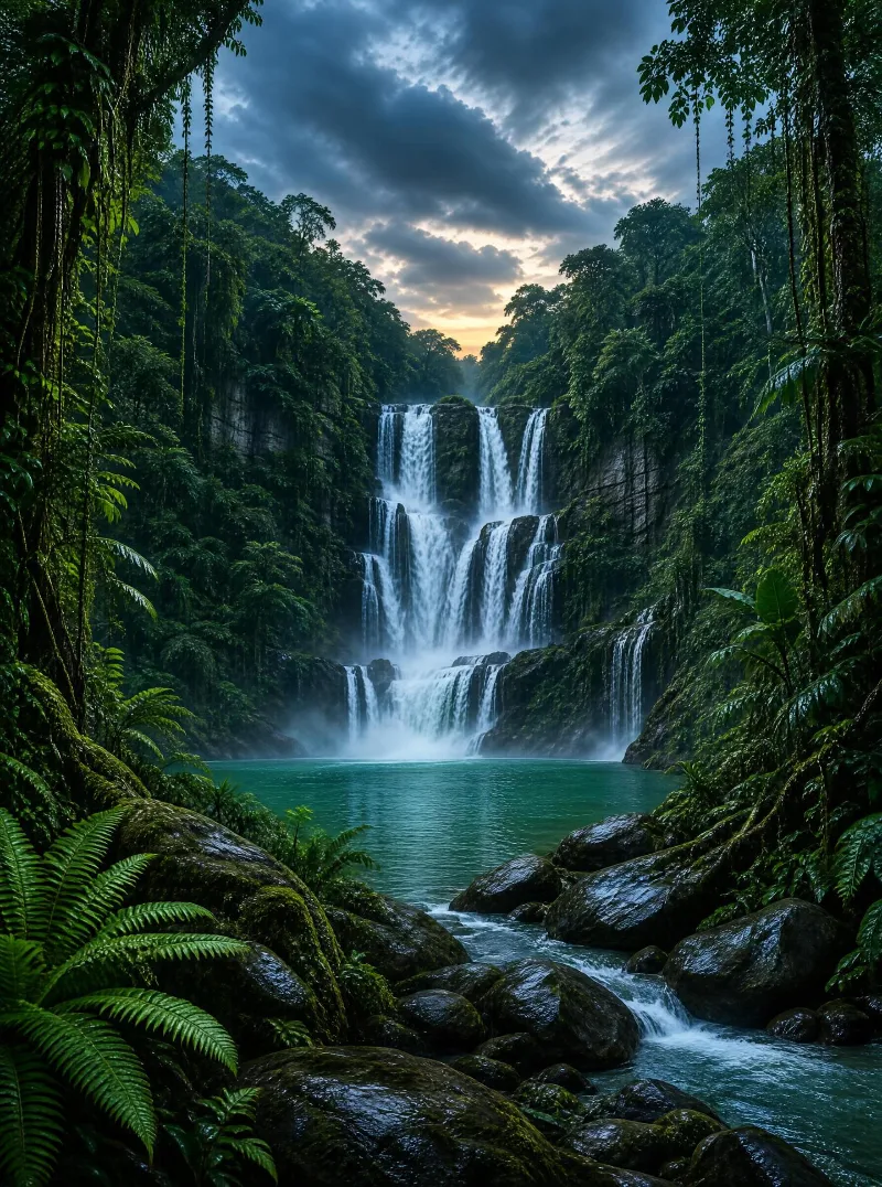 Majestic Jungle Waterfall
