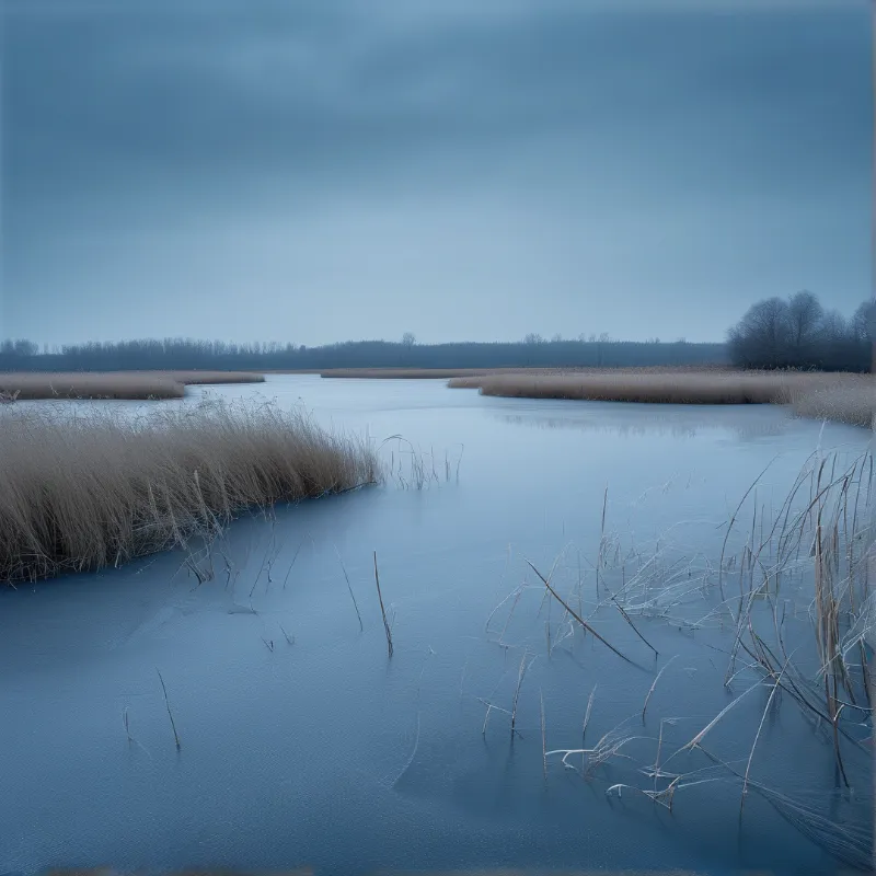 Frozen Wetland Landscape