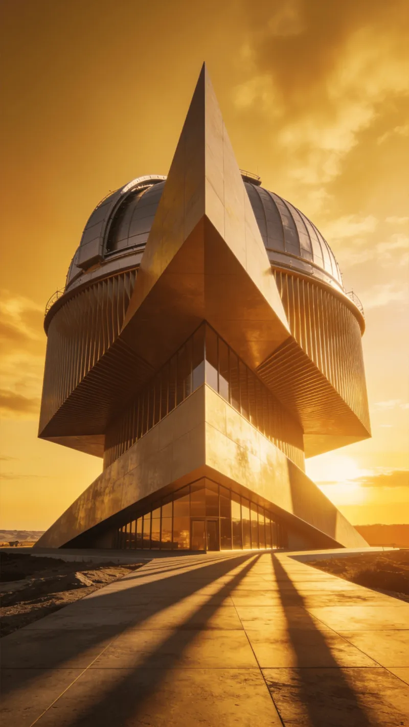 Observatory with Parametric Facade — Golden Sunset