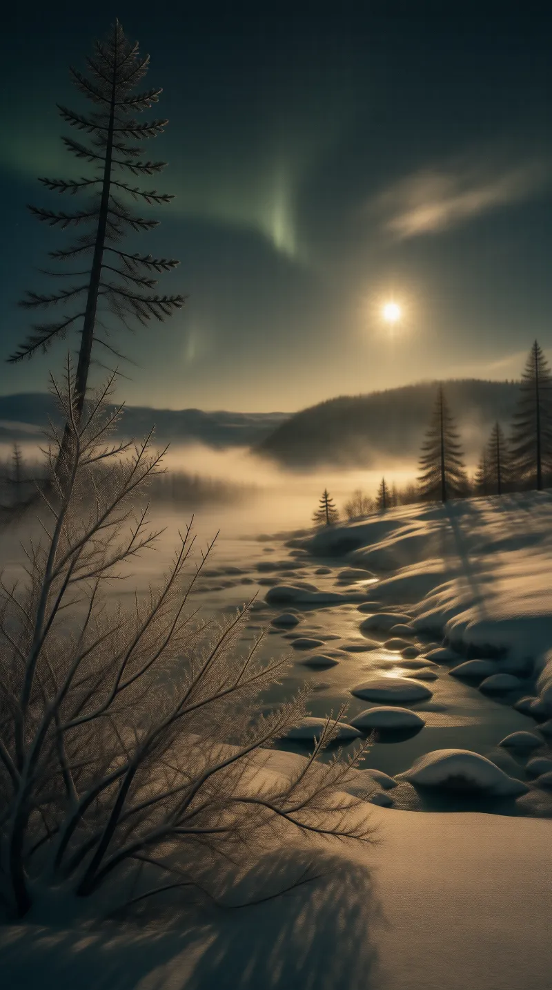 Winter Aurora Landscape