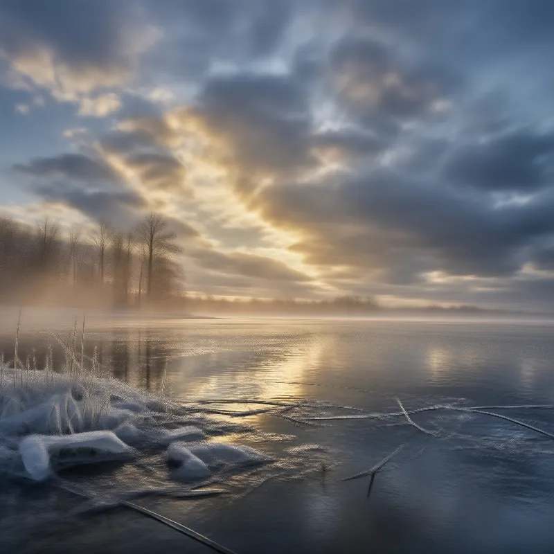 Frozen Lake at Sunrise