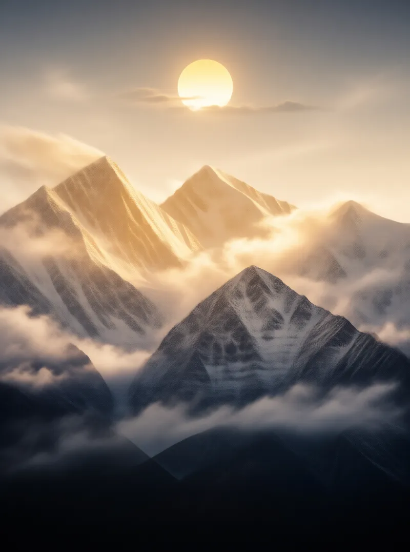 Sunrise Over Snowy Peaks