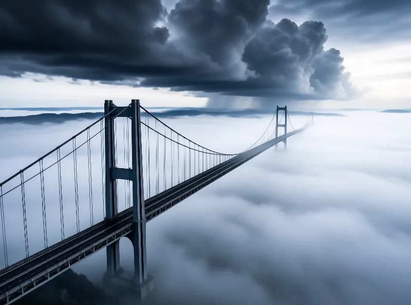 Suspension Bridge Over Clouds
