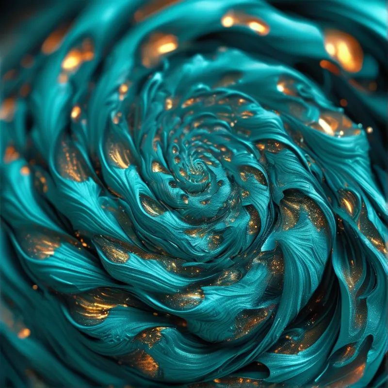 Swirling Blue and Gold Fluid
