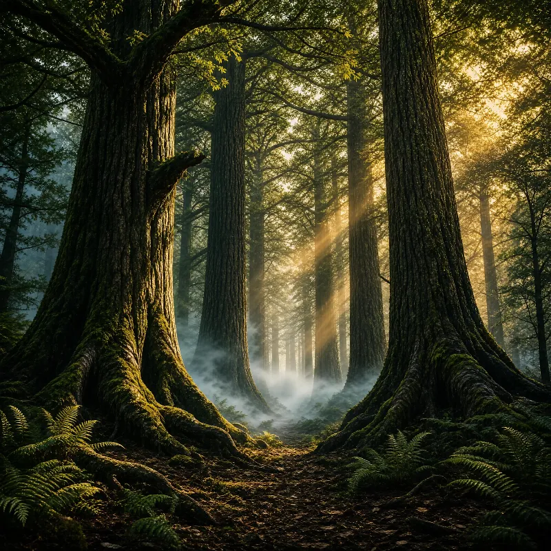 Sunlit Ancient Forest
