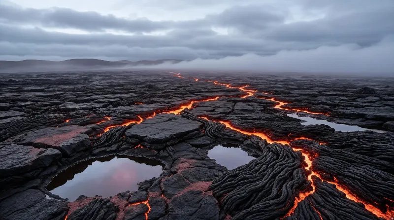 Lava Rivers in Volcanic Field