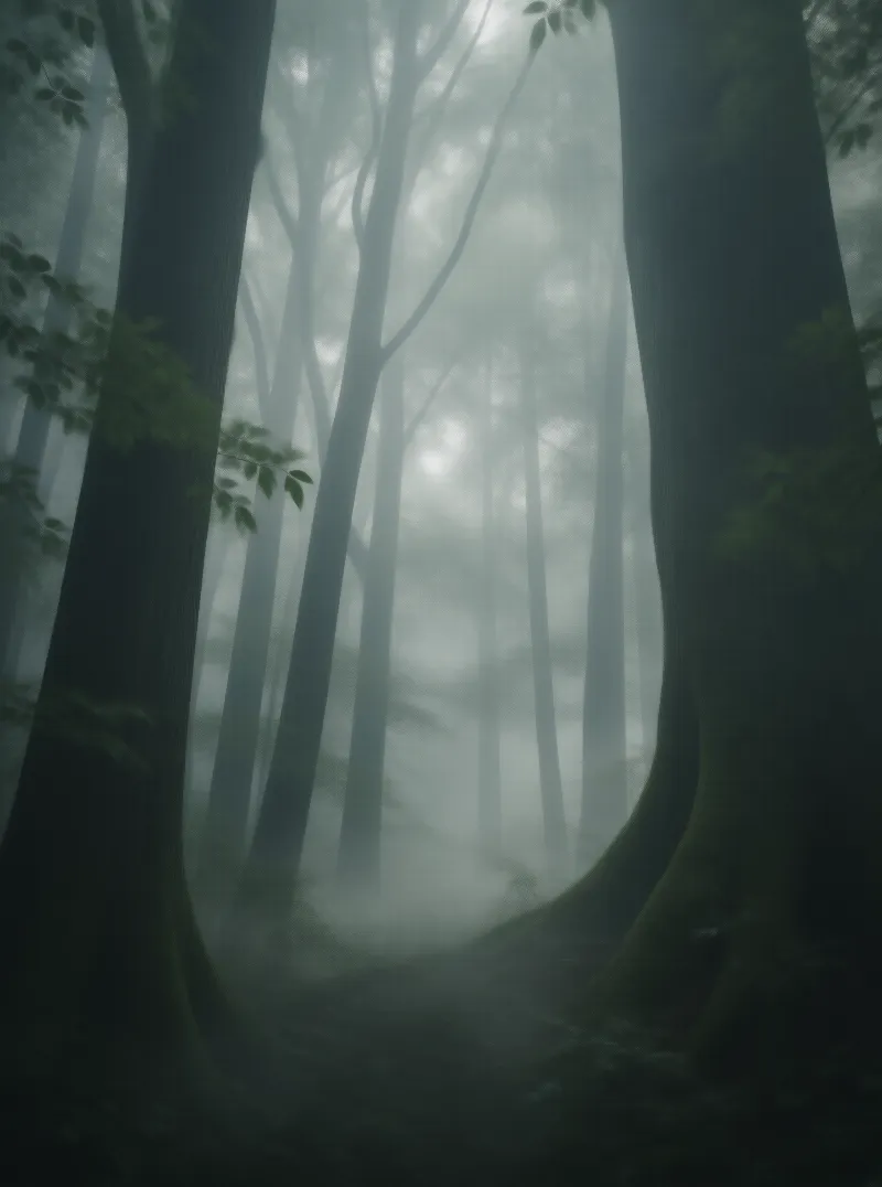 Sunbeam Misty Forest Landscape