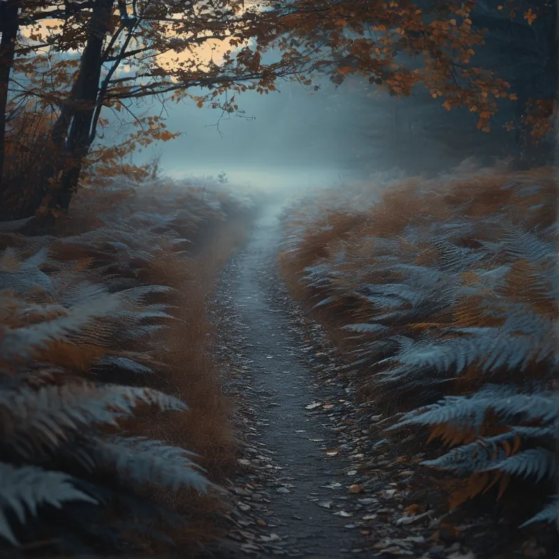 Misty Autumn Forest Path