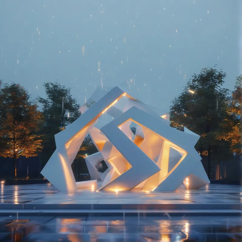 Abstract Sculpture in Rain