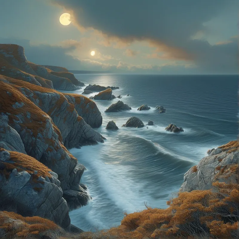 Rocky Coastline at Dusk