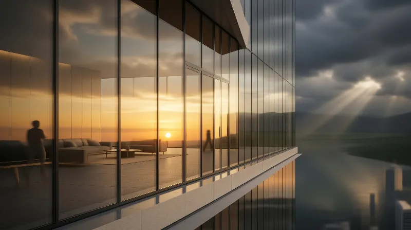 Glass Building Sunset View