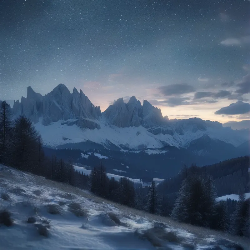 Starry Night Over Snowy Peaks