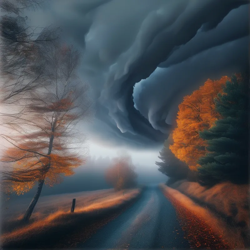 Stormy Autumn Road
