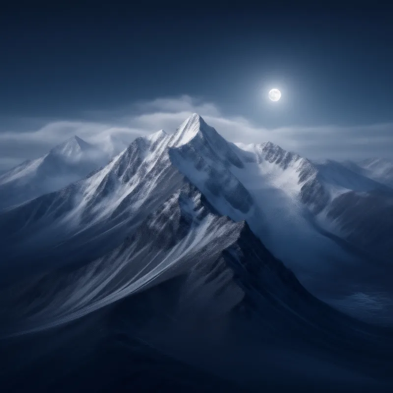 Moonlit Snowy Mountain Peaks