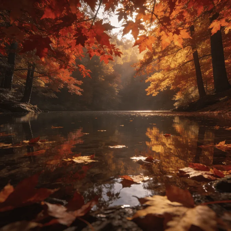 Autumn Forest Reflected in Still Water