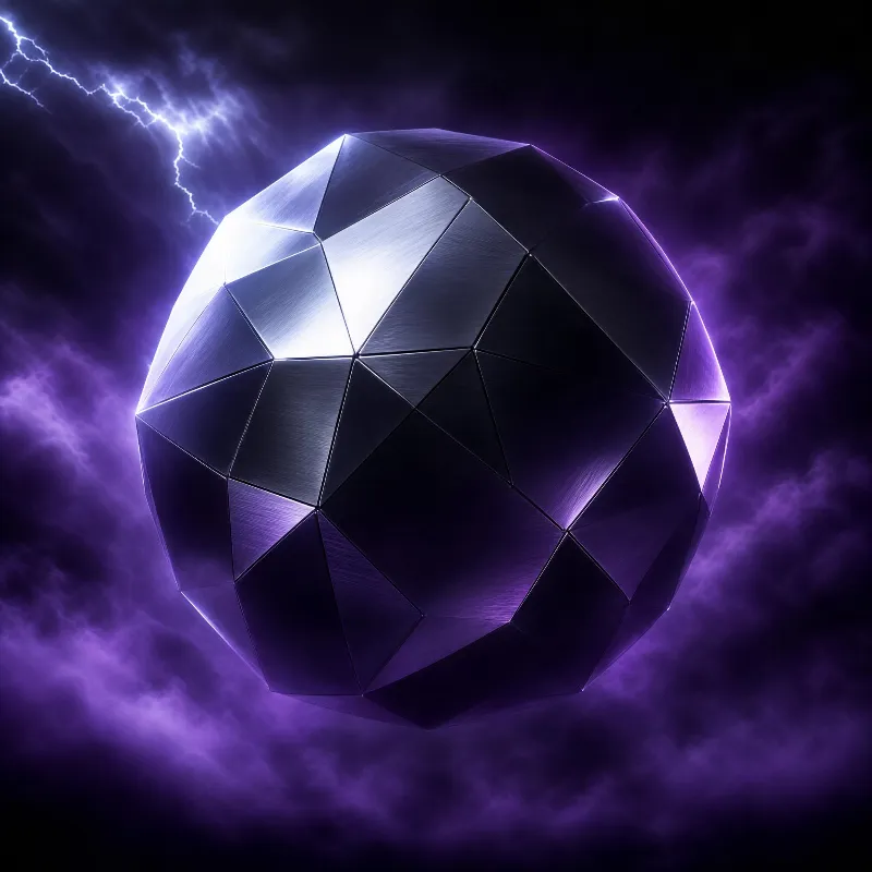 Geometric Metal Sphere with Lightning