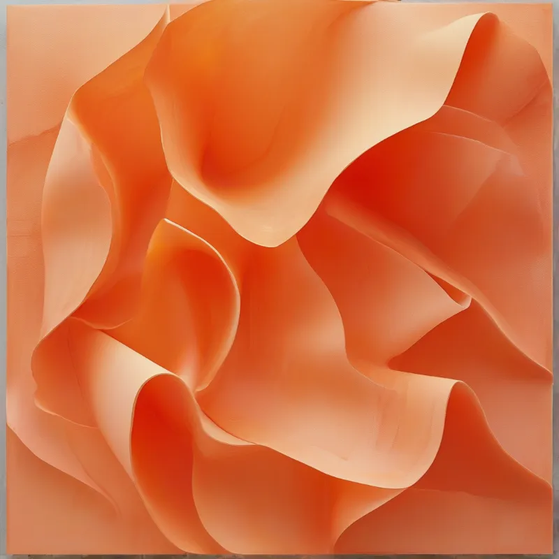 Flowing orange fabric creates smooth undulations with soft shadows defining the folds and curves throughout the frame.