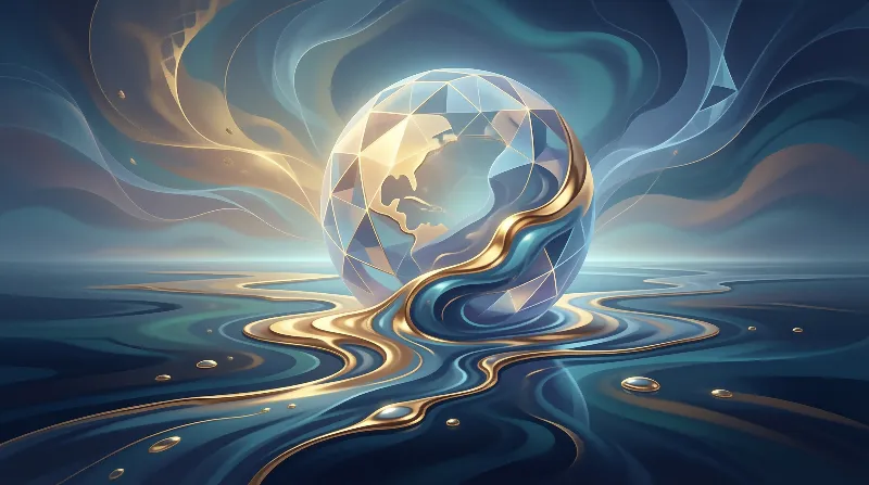 Abstract Globe and Gold Waves