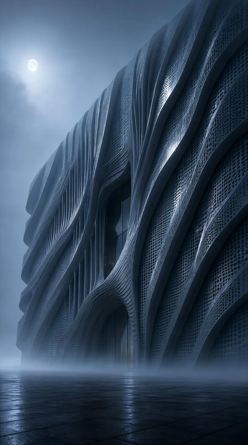 Modern Architectural Structure at Night