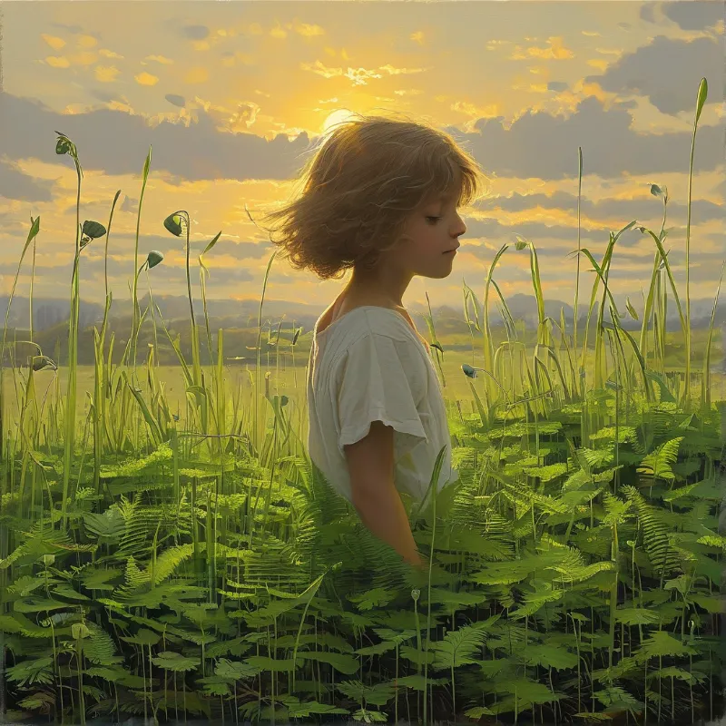 Child in a Sunset Meadow