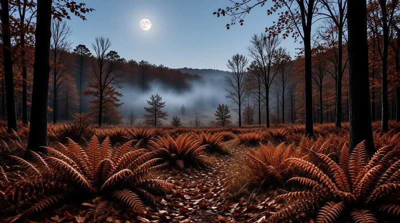 Moonlit Autumn Forest