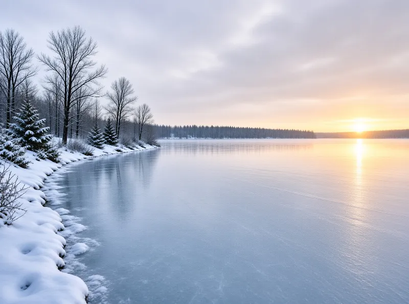 Frozen Lake at Sunset