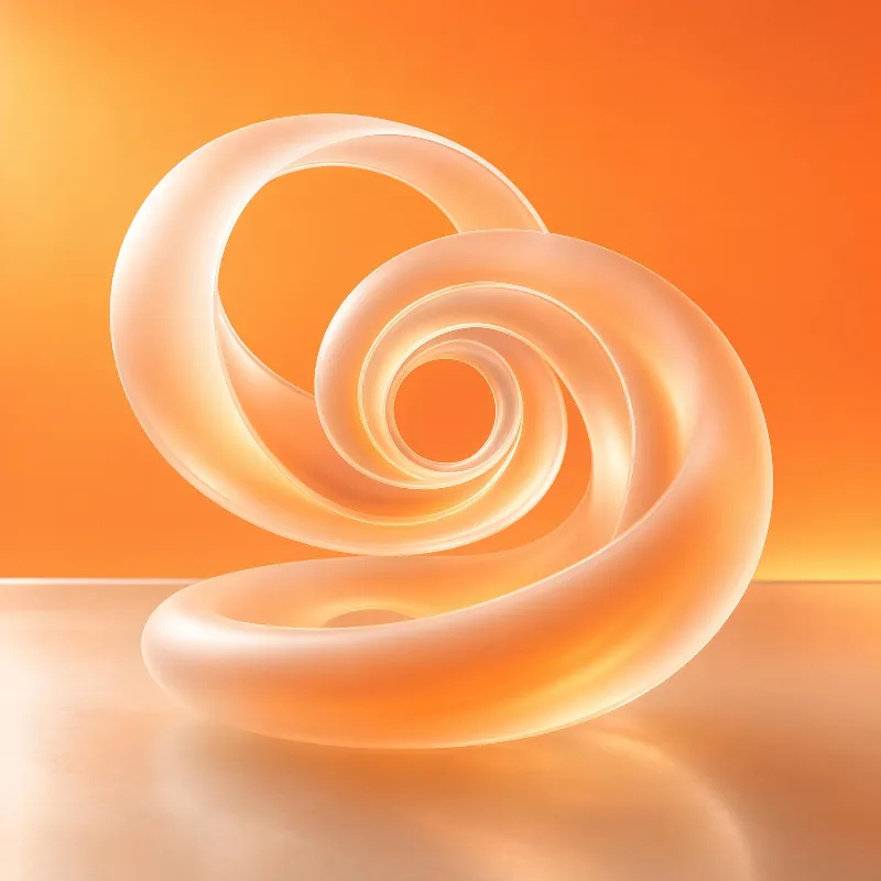 Translucent Spiral Object on Orange Background