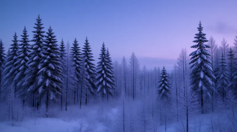 Snowy Pine Forest at Twilight