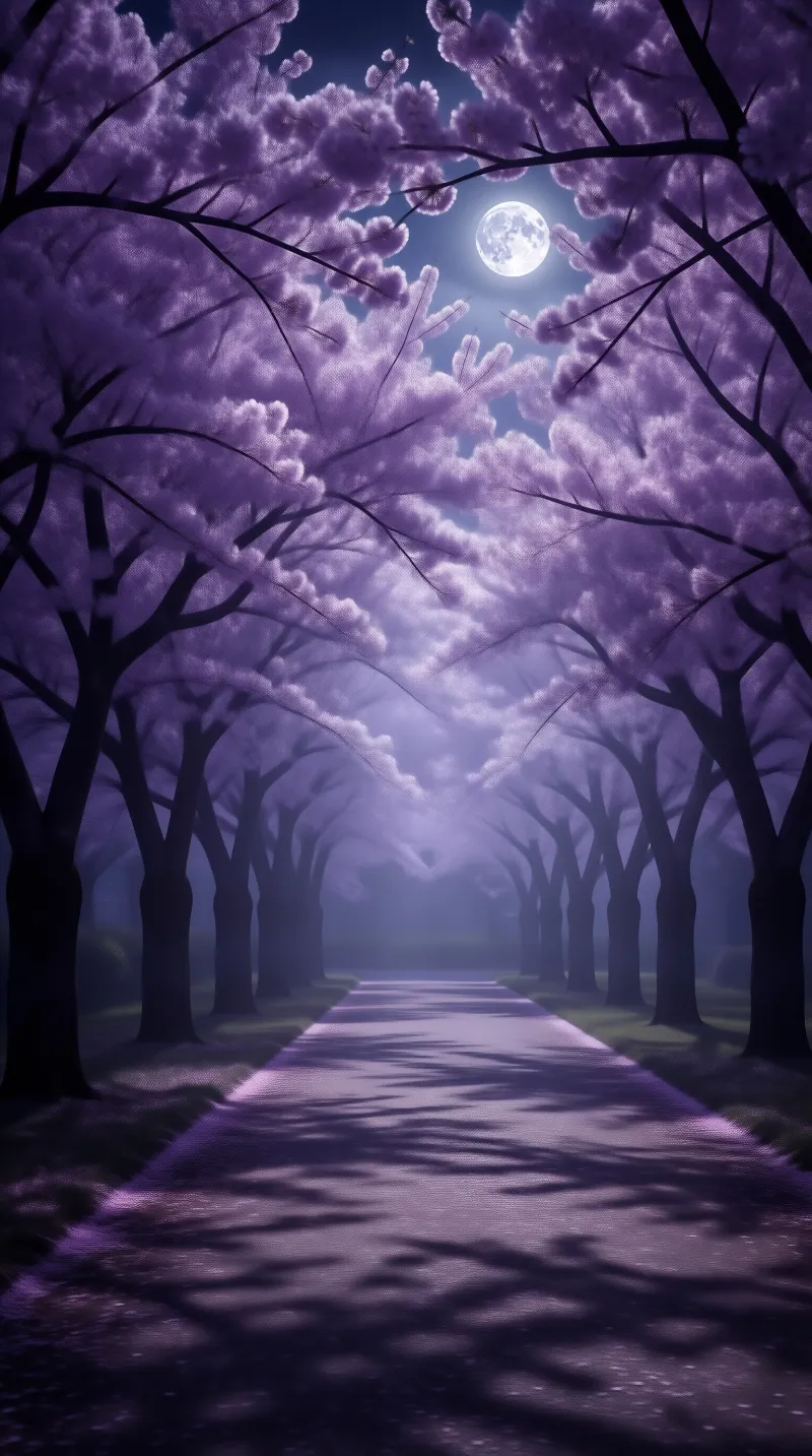 Moonlit Cherry Blossom Path