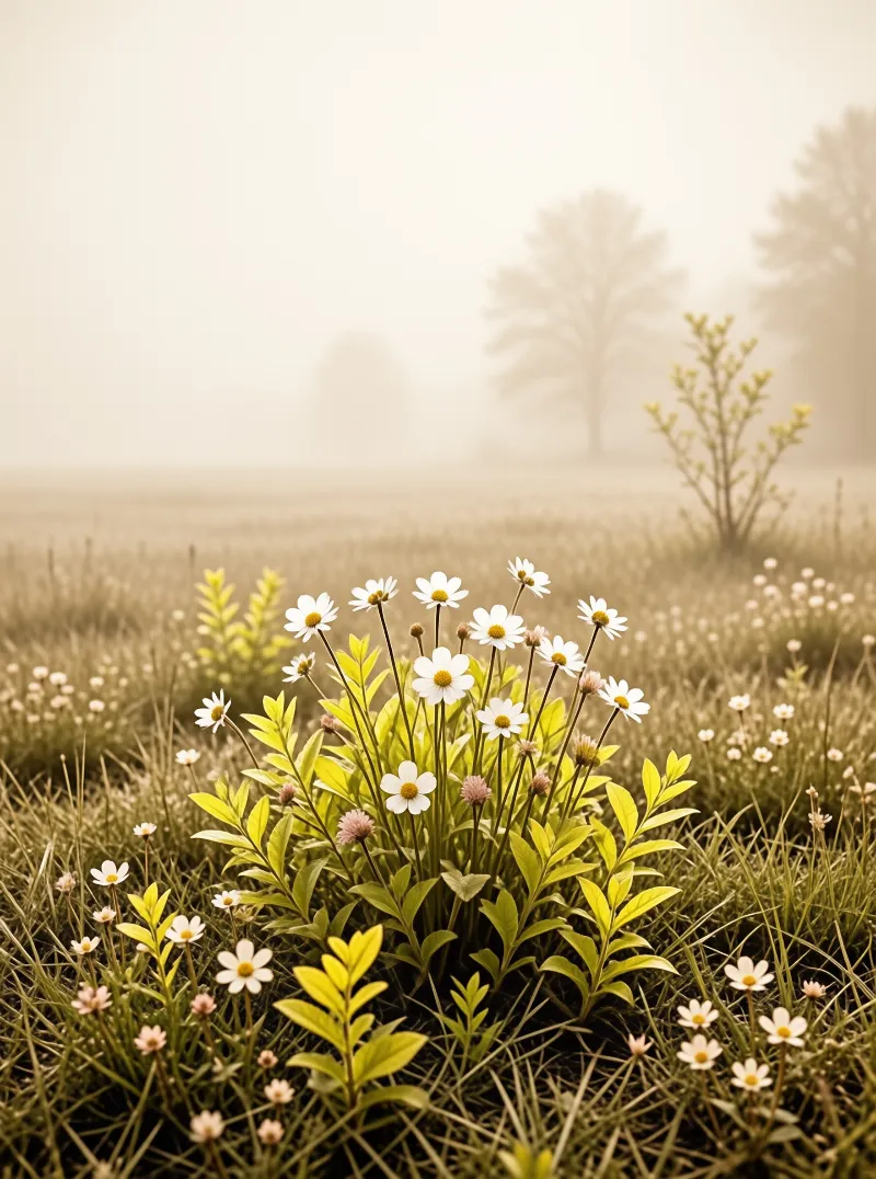 Misty Field of Daisies