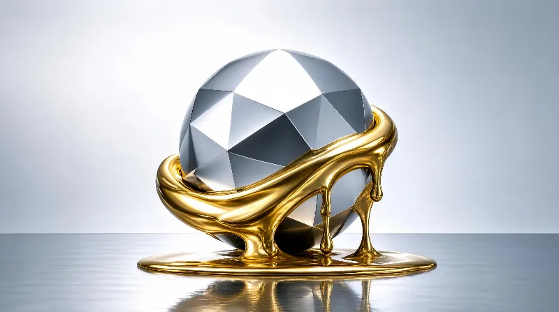 Silver Sphere on Gold Base
