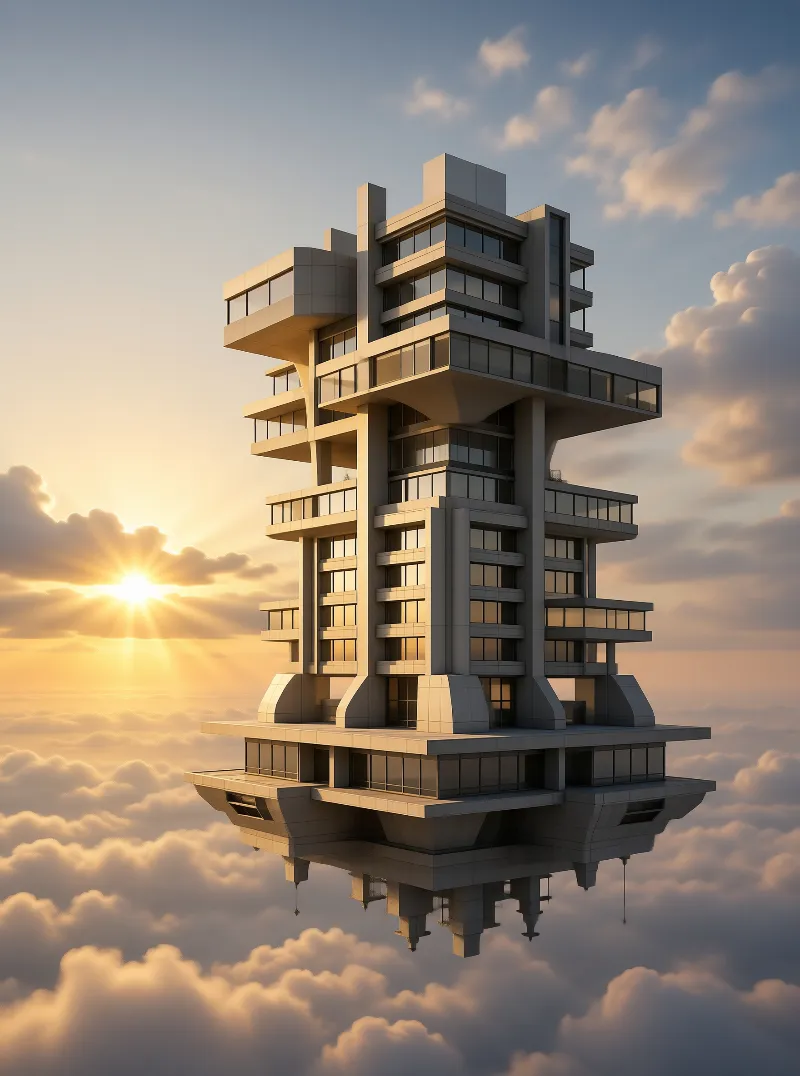Floating Tower Above Clouds