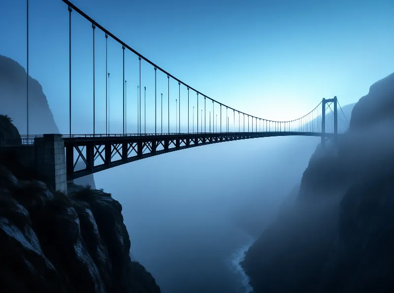 Suspension Bridge in Mist