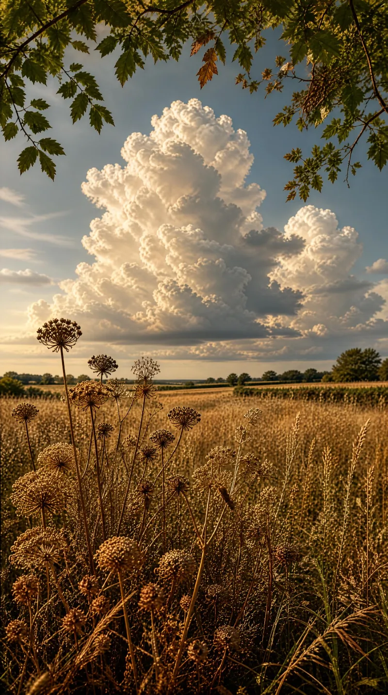 Golden Field Under Cloudy Sky