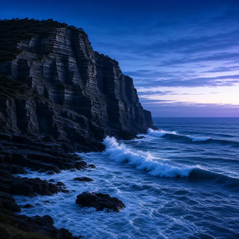 Coastal Cliffs at Dusk