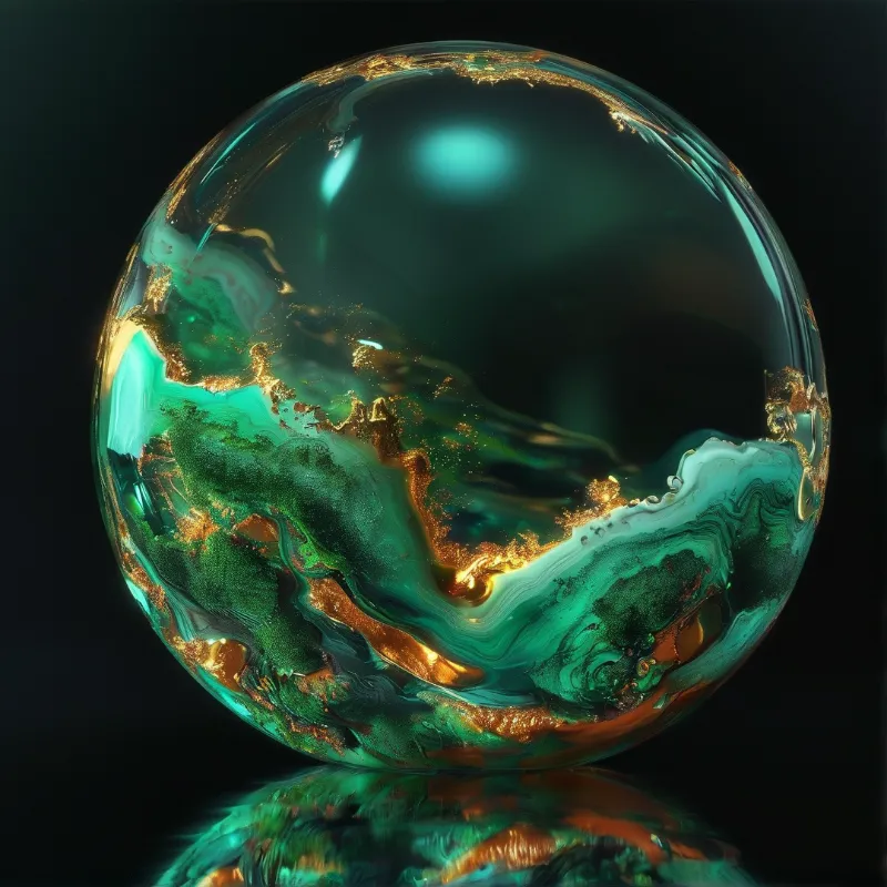 Swirling Green Gold Sphere