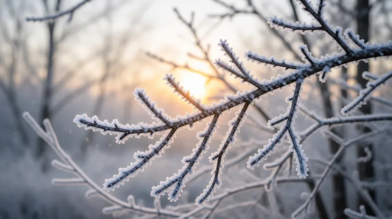 Frosty Branch at Sunrise