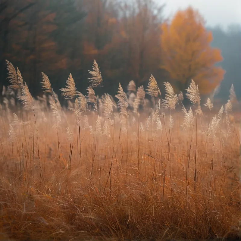 Golden Autumn Grass Field