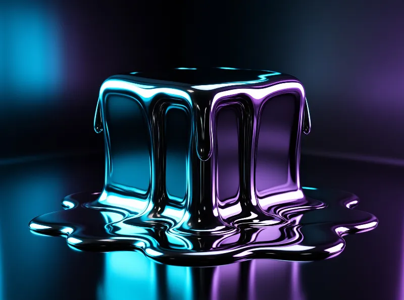 Neon Melting Metal Object