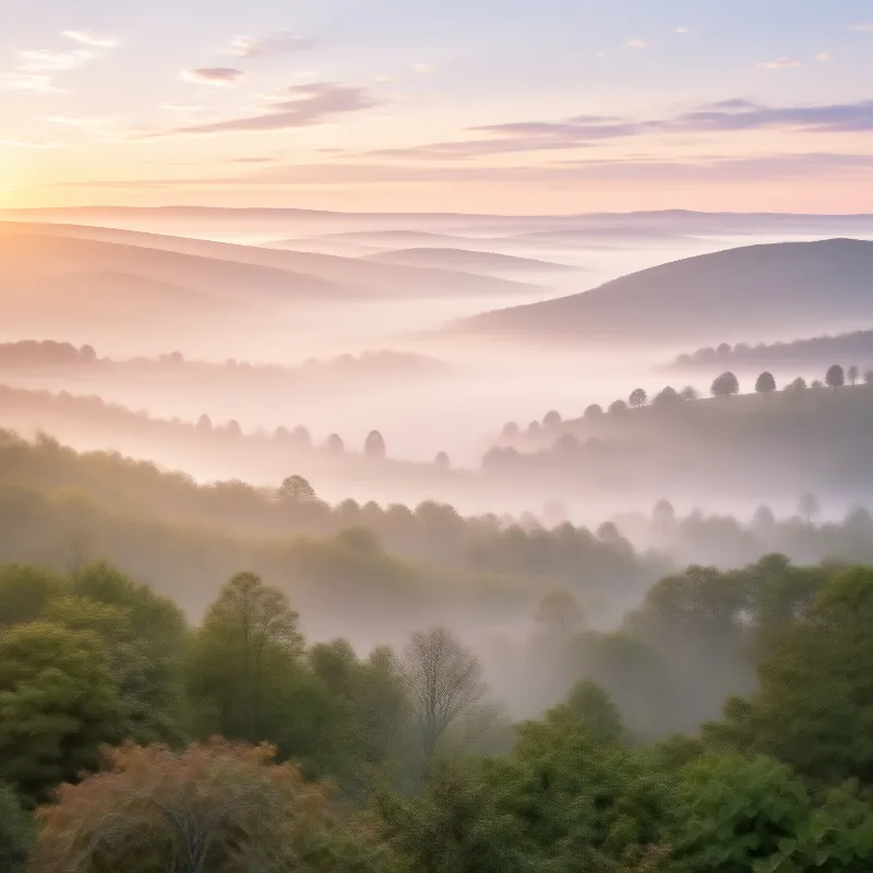 Misty Hills at Sunrise