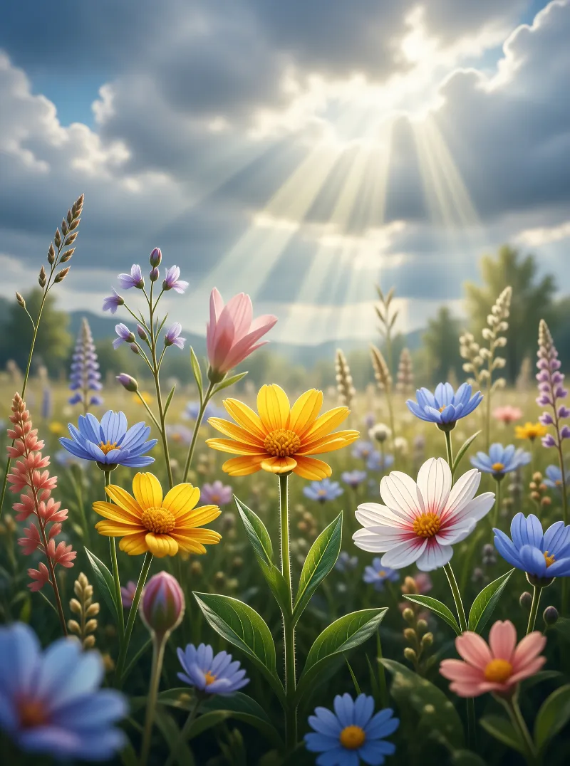 Sunlit Wildflower Meadow
