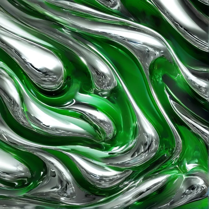 Liquid Green and Chrome Swirl