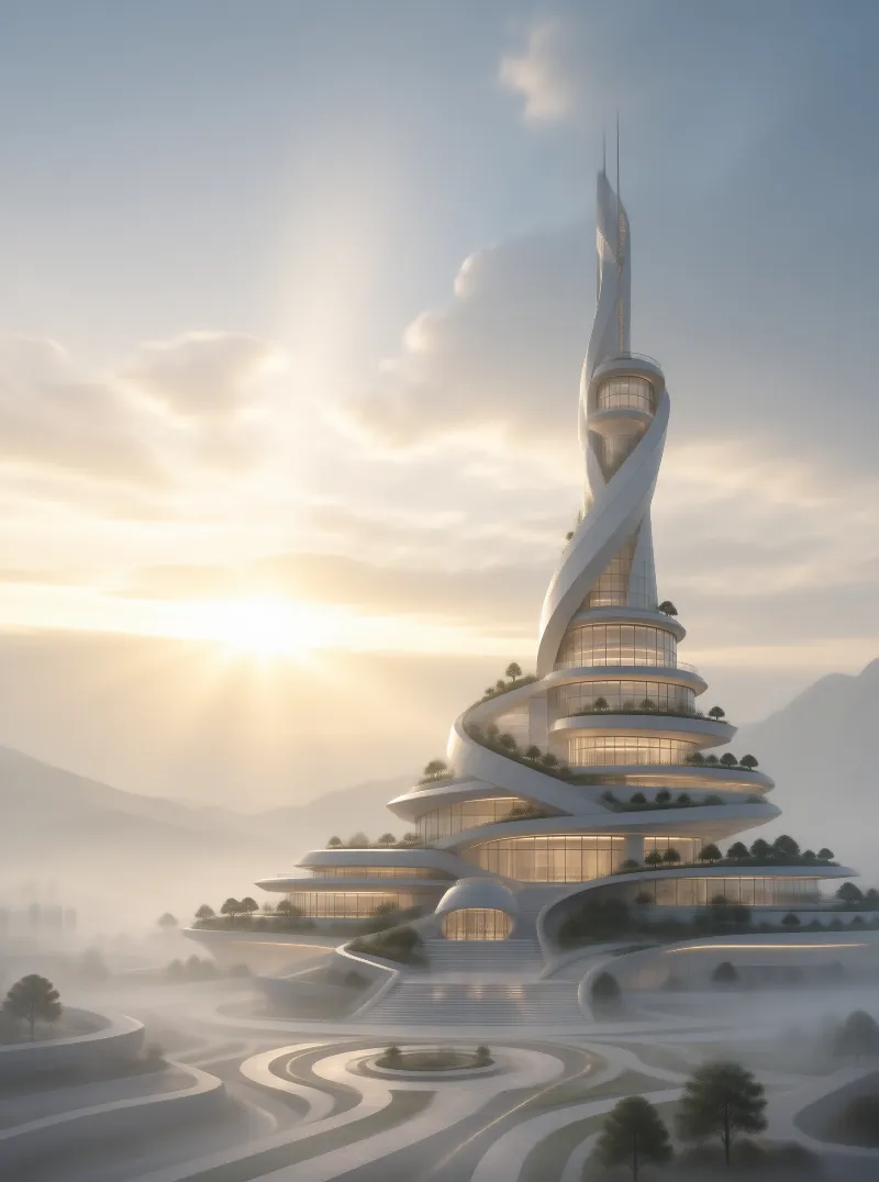 Parametric Tower in Misty Valley