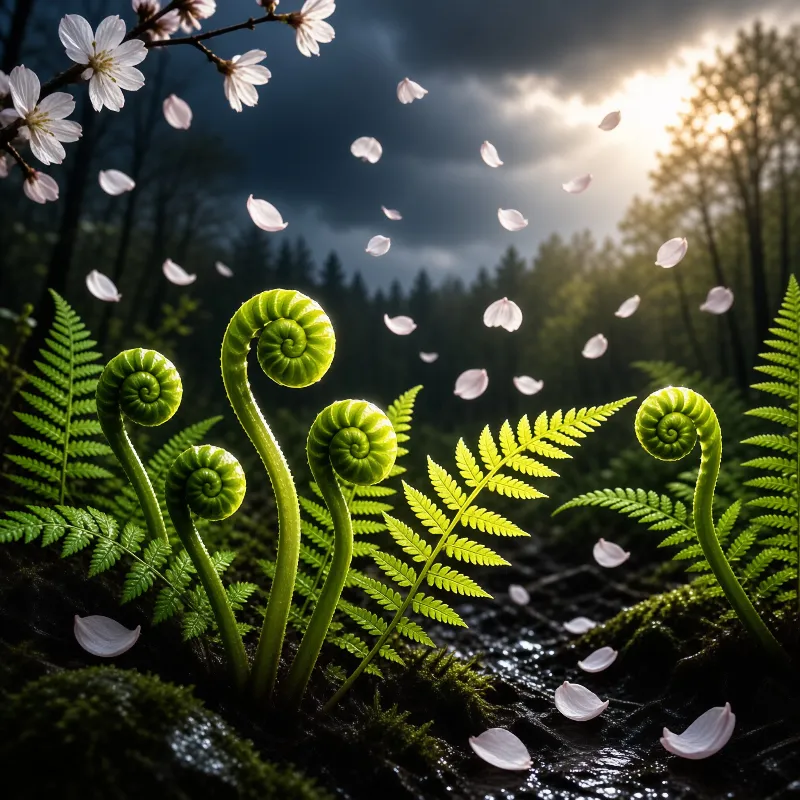 Ferns and Falling Petals