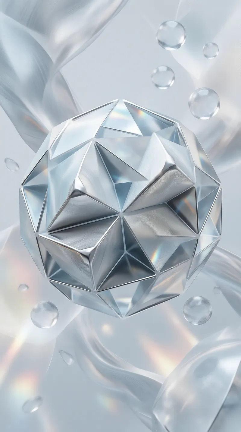 Silver Faceted Geometric Sphere