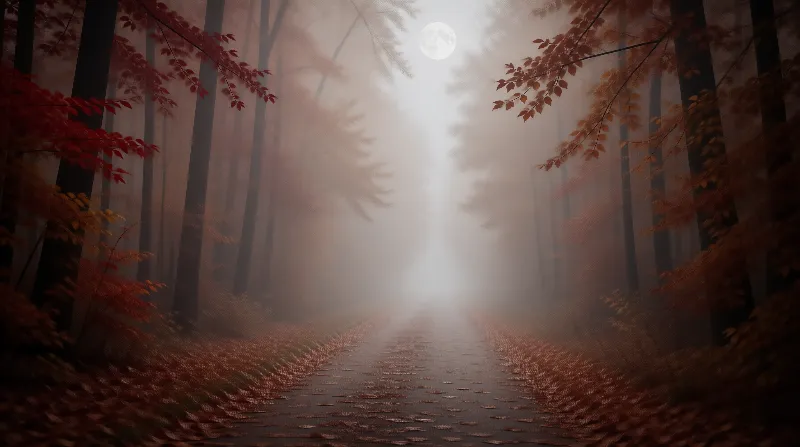 Moonlit Misty Forest Path