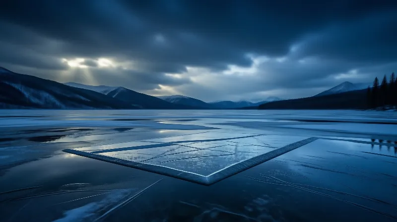 Frozen Lake at Dusk