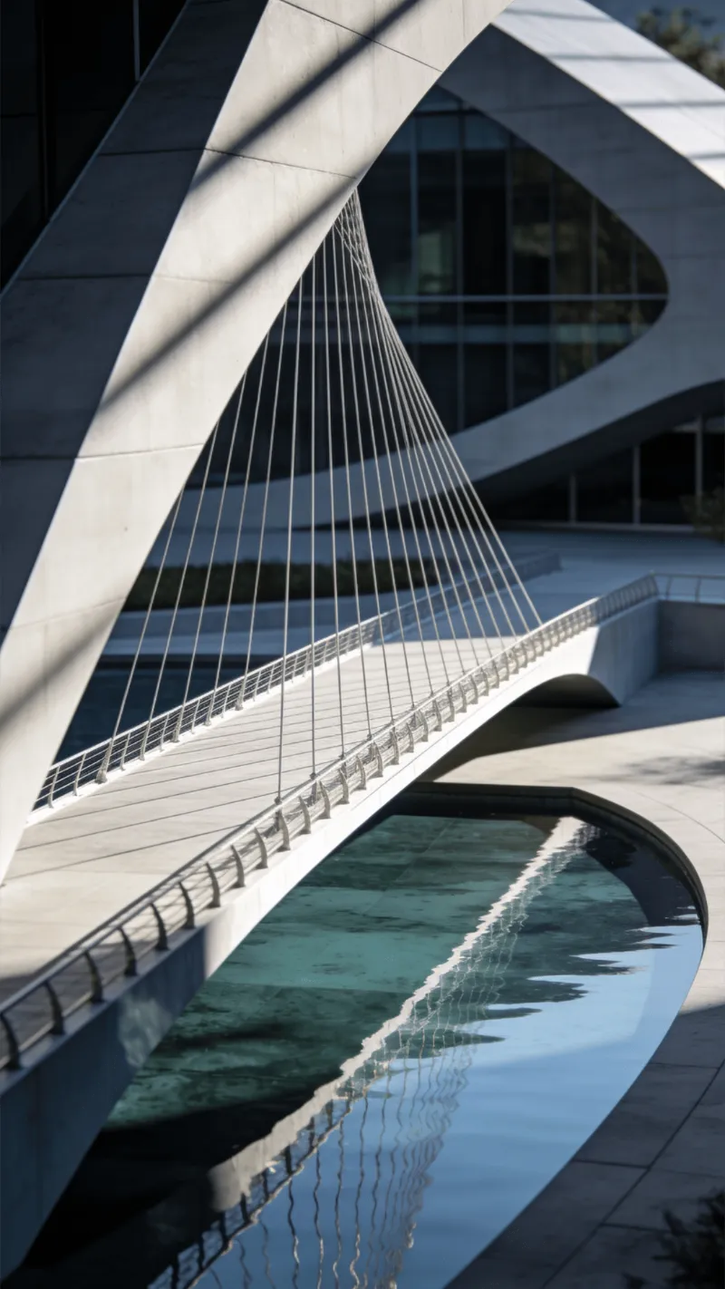 Bridge with Tensile Structure — Reflecting Pool